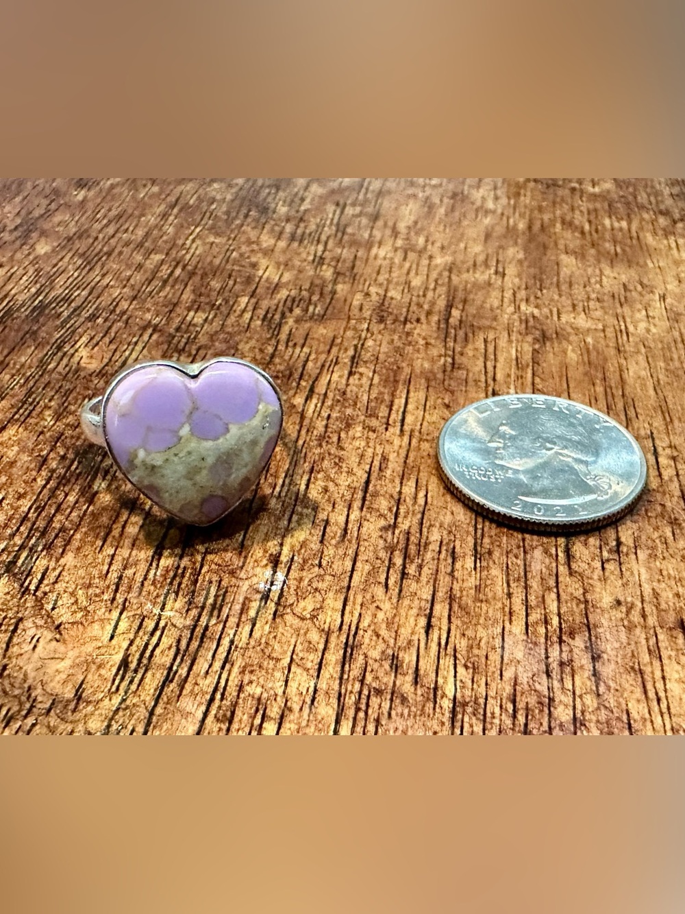 💜925 Solid Sterling, Heart-Shaped, Purple Phosphosiderite Ring